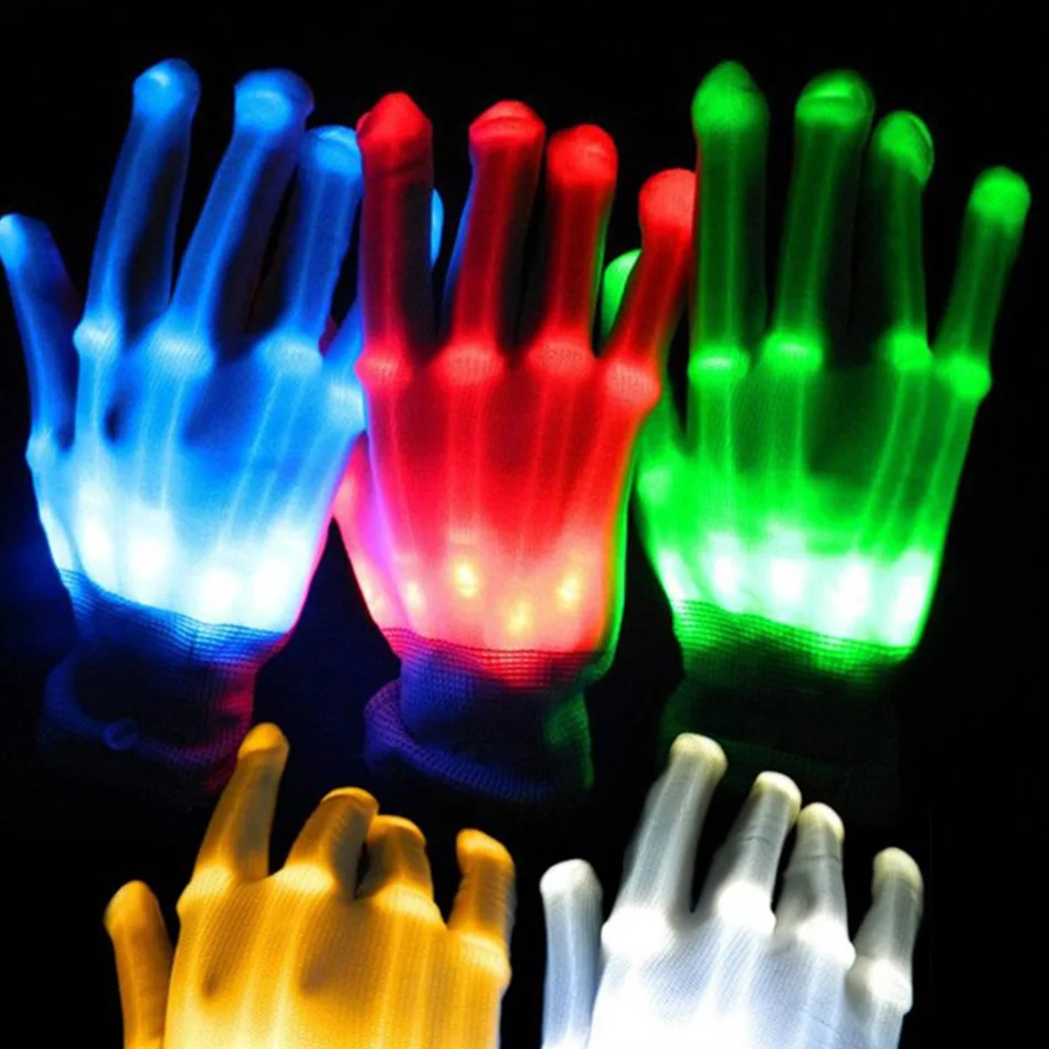 

Креативные перчатки цветные светодиодные перчатки с мигающими пальцсветильник светильник 1 пара, скелетная перчатка, сценический костюм, п...