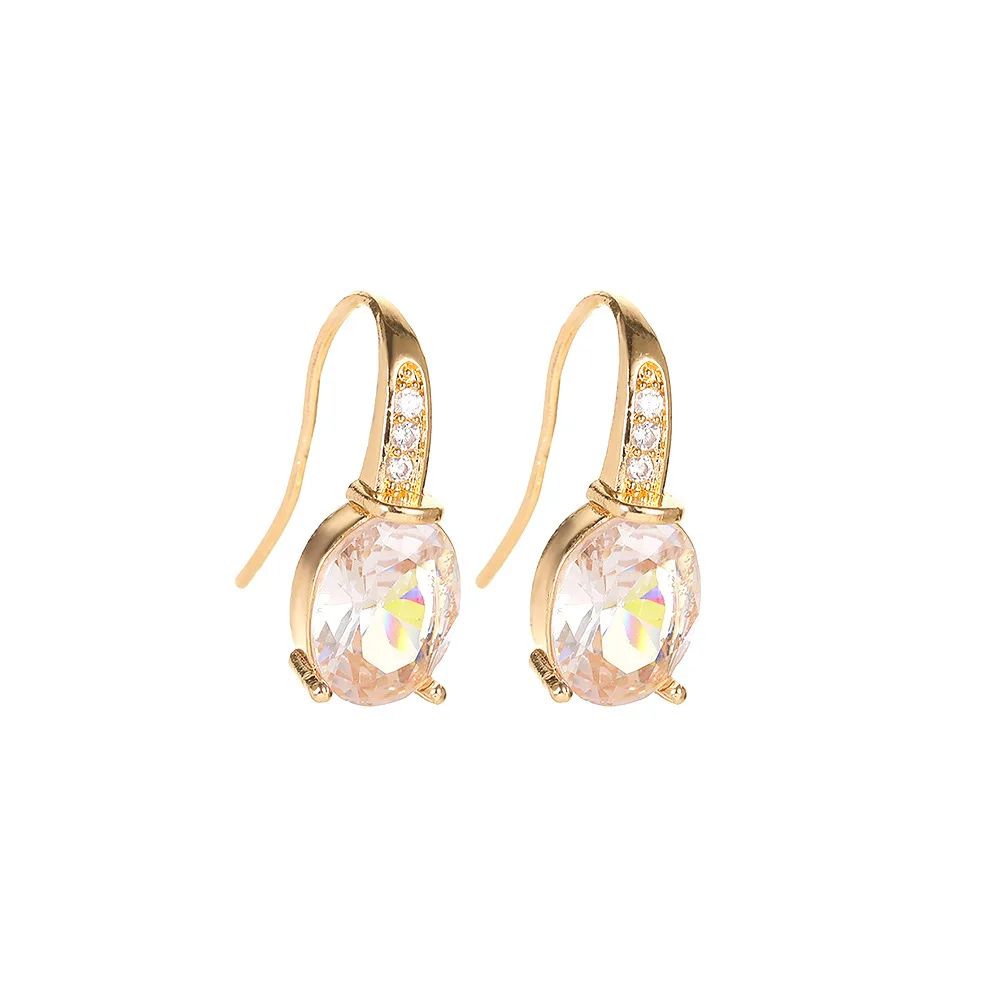 

Women's geometric oval moonstone pink earrings female rose gold crystal drop earrings earrings earrings female jewelry gifts