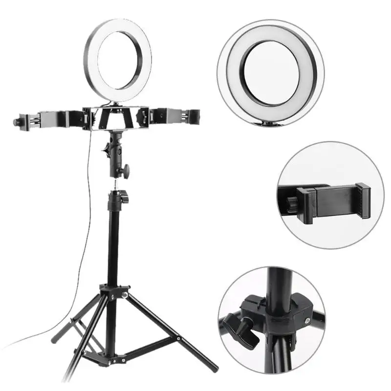 Selfie Stick Ring Table Fill Light Dimmable Studio Camera Ring Lamp Live Broadcast Beauty Shadowless Light Supplement for Makeup