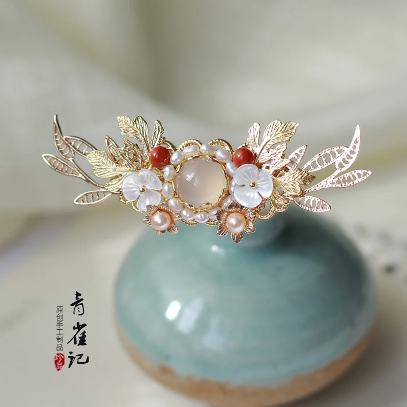 Винтажная шпилька для волос ручной работы с жемчужинами и ракушками шпильки