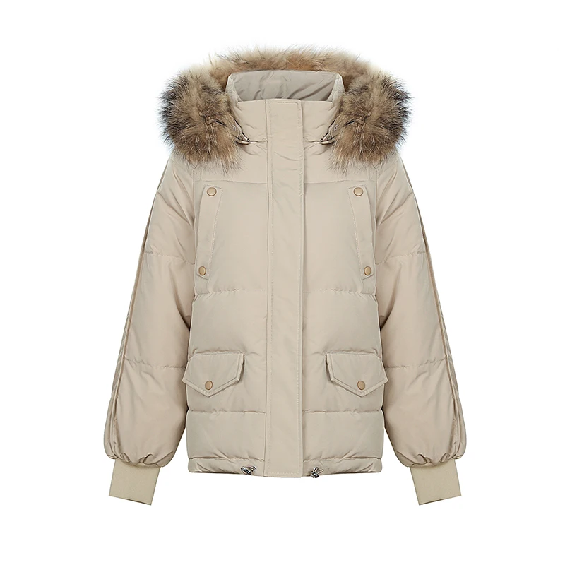 

Short Parkas Women Solid Thick Winter Fur Long Sleeve Zipper Ladies Casual Overcoat Pockets Warm Hooded Jacket for Female