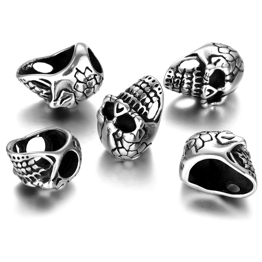 4шт. набор из нержавеющей стали отверстие 6мм армейский нож Lanyard бороды бусины большой слайд череп ожерелье подвеска ручной работы браслет.