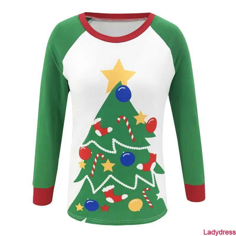 

2020 new Christmas Pajamas Suit O-Neck Star Christmas Tree Print Top Elastic Waist Pencil Long Pant 2 Pcs Family Matching Outfi