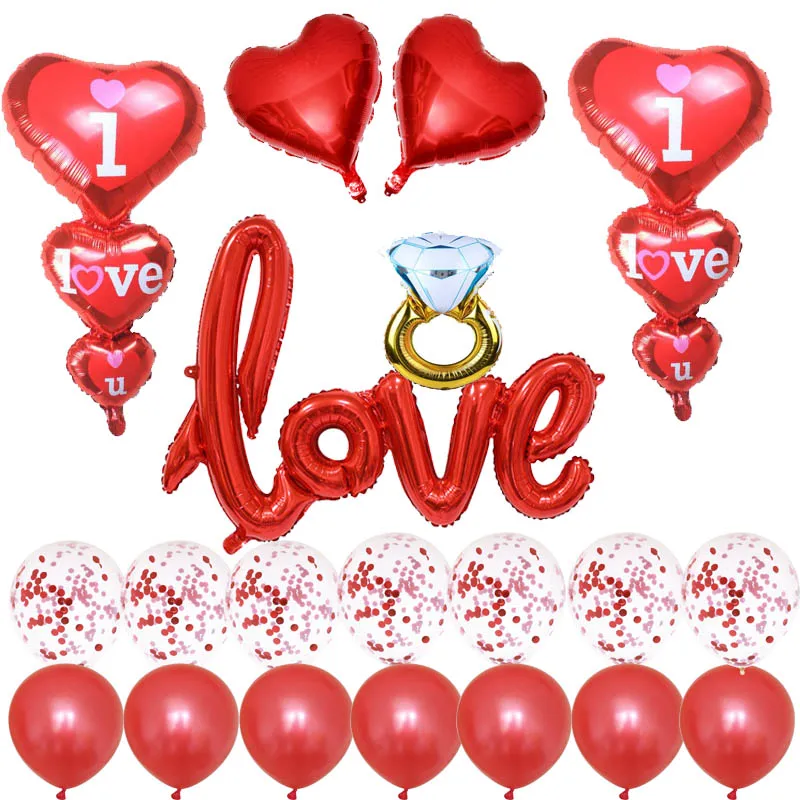 

8Season Valentine Balloons Kit Love Balloons Heart Foil Balloon Red and White Valentines Balloon Day Decorations