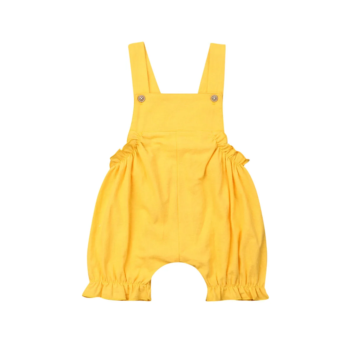 

Infant Newborn Sleeveless Yellow Baby Girl Rompers Summer Casual Playsuit Solid Color Jumpsuit Baby Clothes 0-18M