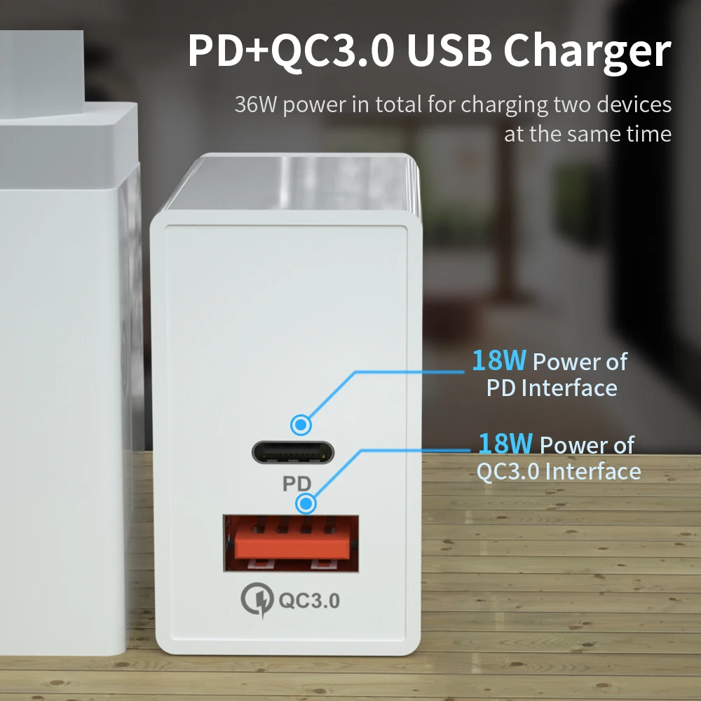 Быстрое зарядное устройство QC 3 0 двойное USB PD Turbo настенное быстрая зарядка порт