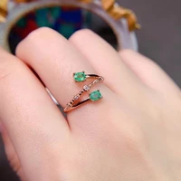 fashion silver emerald ring for party 3mm4mm natural emerald silver ring 925 sterling silver emerald jewelry gift for wife
