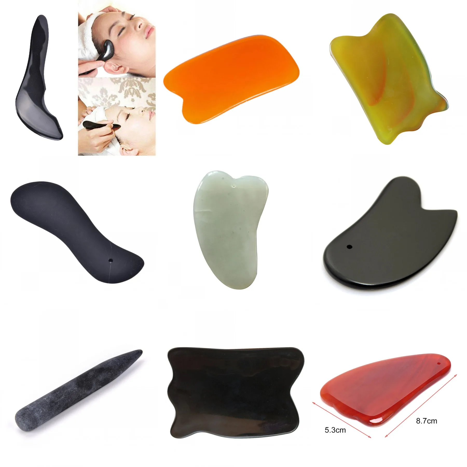 

Natural Aventurine Jade Stone Guasha Massage Tool Acupuncture SPA Therapy Gua Sha Massager Scraping Board Antistress Body