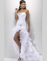 sexy white bridal gown elegant short front long back vestido de novia 2018 organza ruffles robe de mariage bridesmaid dresses