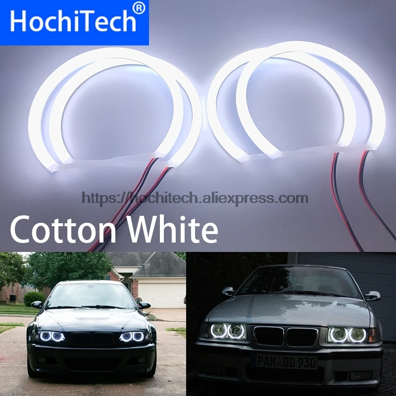 

HochiTech For BMW E36 E38 E39 E46 3 5 7 Series Xenon Headlight car styling Milk White light car SMD LED Angel Eyes Halo ring Kit