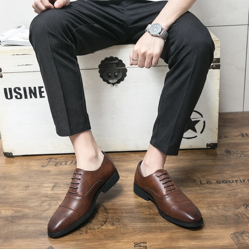 

2021 new Men Dress High quality leather formal Comfortable Shoes men Oxford For Men Fashion Business Dress Casual office shoes