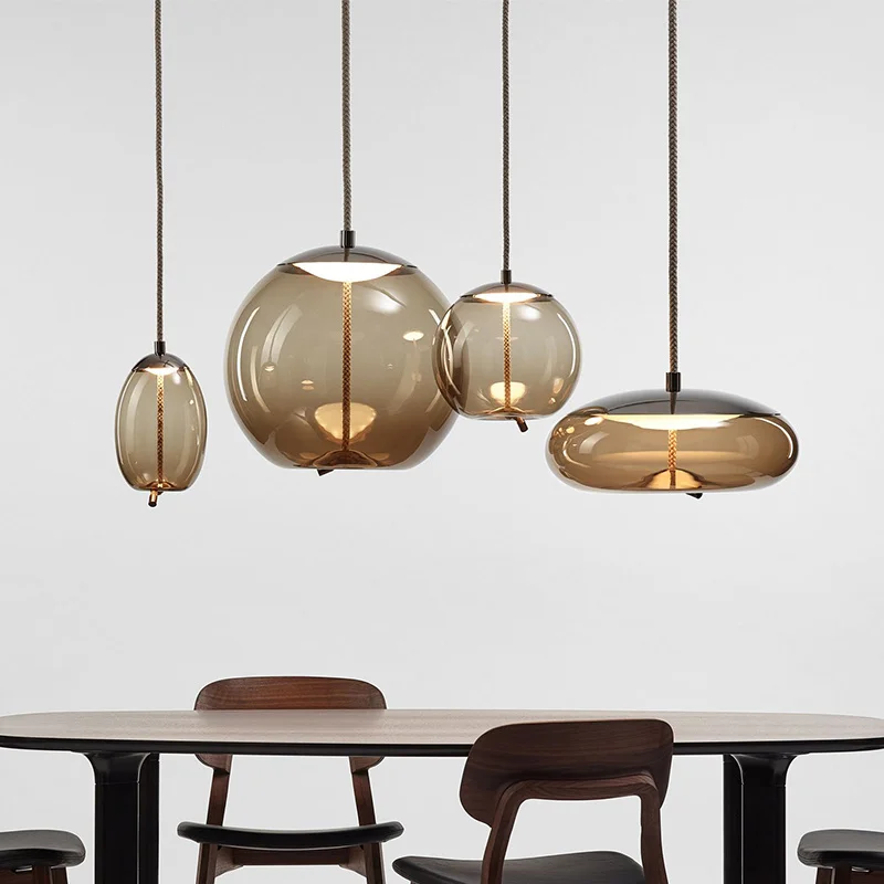 

Glass Nordic LED Pendant Lights Restaurant Bedside Luminaria Modern Art Dining Room Lamps Designer Home Decoration Lighting