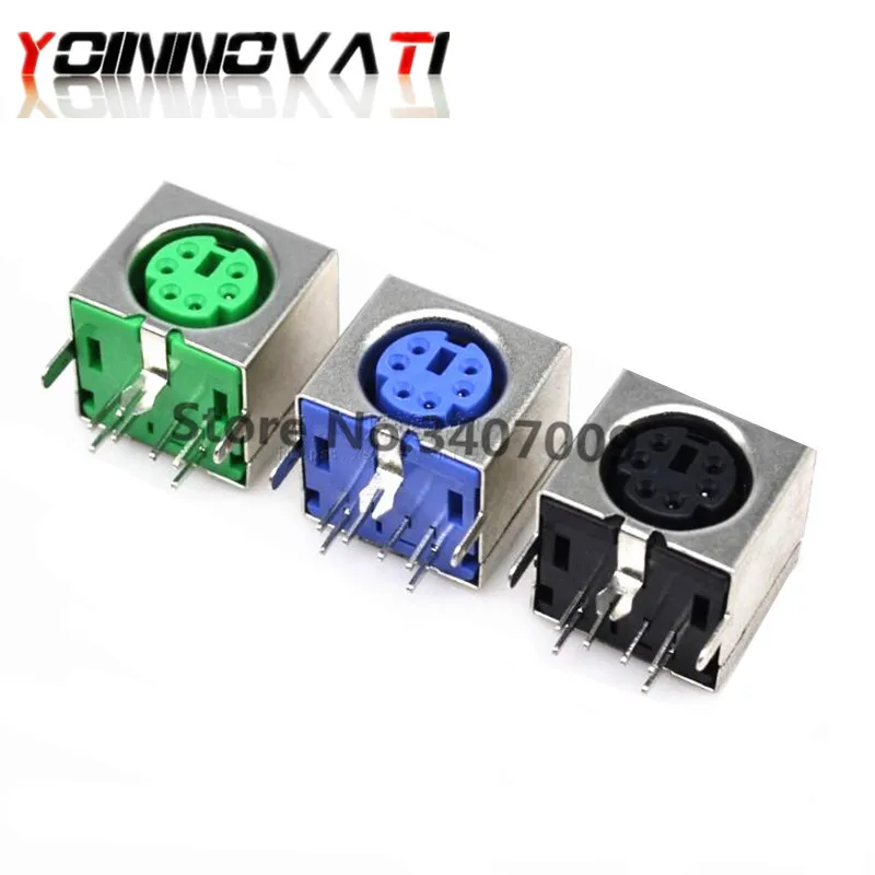 50pcs Keyboard Socket PS/2 PS 2 Female Jack Connector on PCB Black/green/purple 6 Pins PS2 YOINNOVATI|Соединители| |