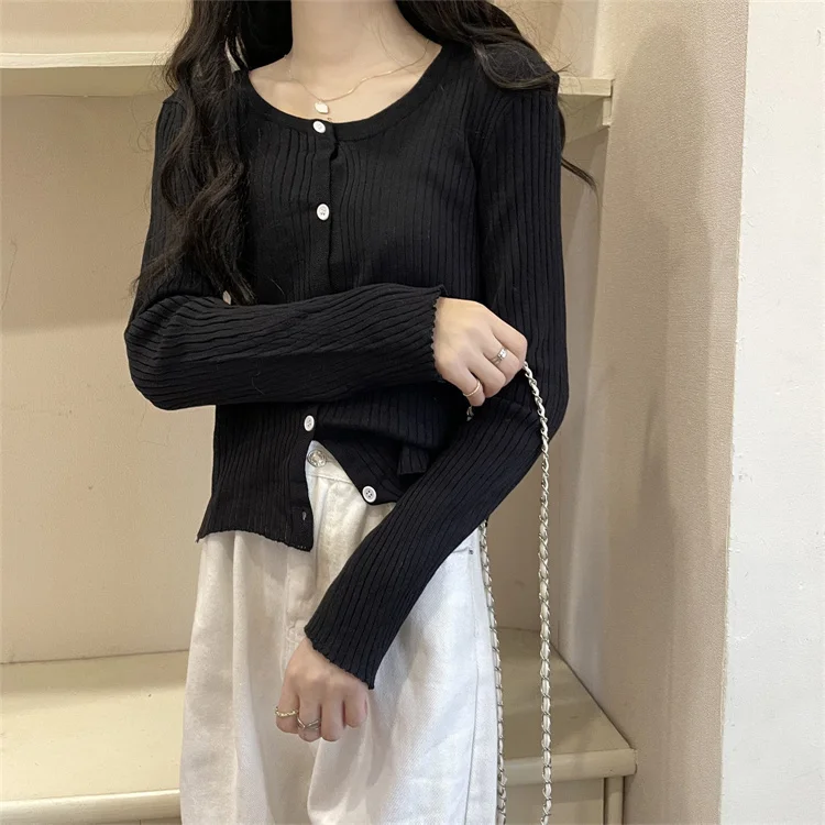 

Женский трикотажный кардиган в полоску, весна-осень 2021