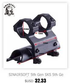 SINAIRSOFT 5th Gen SKS 5th Gen Hi-profile Integral See-thru Mount в комплекте с " кольцами MNT-640T5