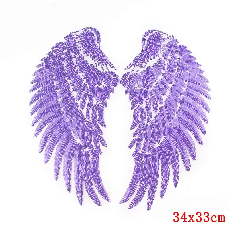 Серебряные блестки перо Крылья Пришивание/утюгом патчи для одежды пайетки