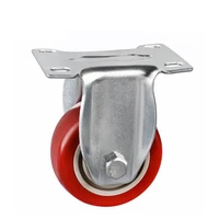 1 pc casters 3 inch directional wheel red double shaft plastic core medium fixed pulley mute caster pvc