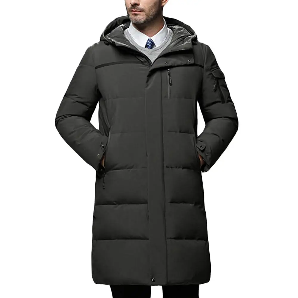 Мужские куртки yunклос Сверхлегкий пуховик толстый однотонный средней длины с