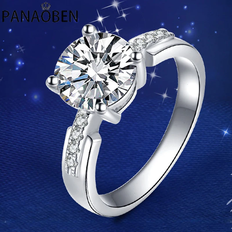 

Женское классическое кольцо из серебра S925 пробы, элегантное роскошное изысканное ювелирное изделие из платины с бриллиантами для помолвки ...
