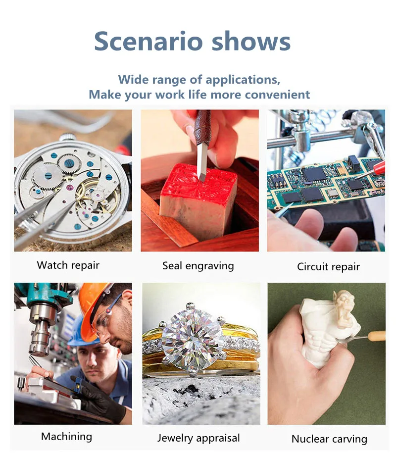 

Adjustable 5 lens magnifying glass LED lamp head with magnifying glass optical glass lens magnifying glass watch repair