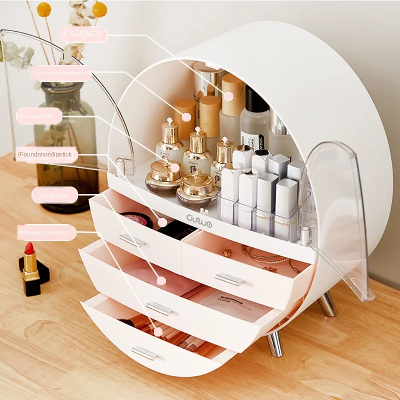 

Cosmetics Storage Box Desktop Dustproof Drawer Type Finishing Box Dressing Table Lipstick Skin Care Product Rack Makeup Box