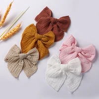 3pcsset 6 inches big bows baby hair clips for girls cute kids hairpins princess barrettes children cotton hair accessories