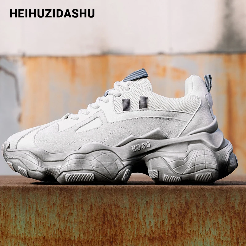 Кроссовки женские из натуральной кожи массивные на платформе шнуровке