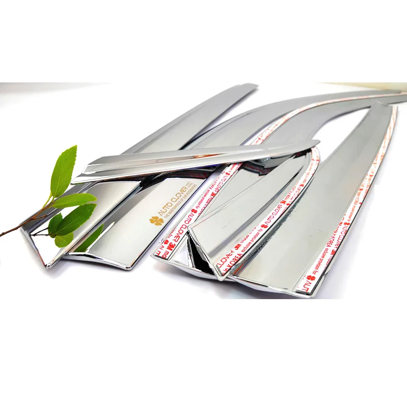 

Chrome Door Visor Side Window Deflector Shade Sun Rain Shield Silver Trips Eaves for Volvo Xc40