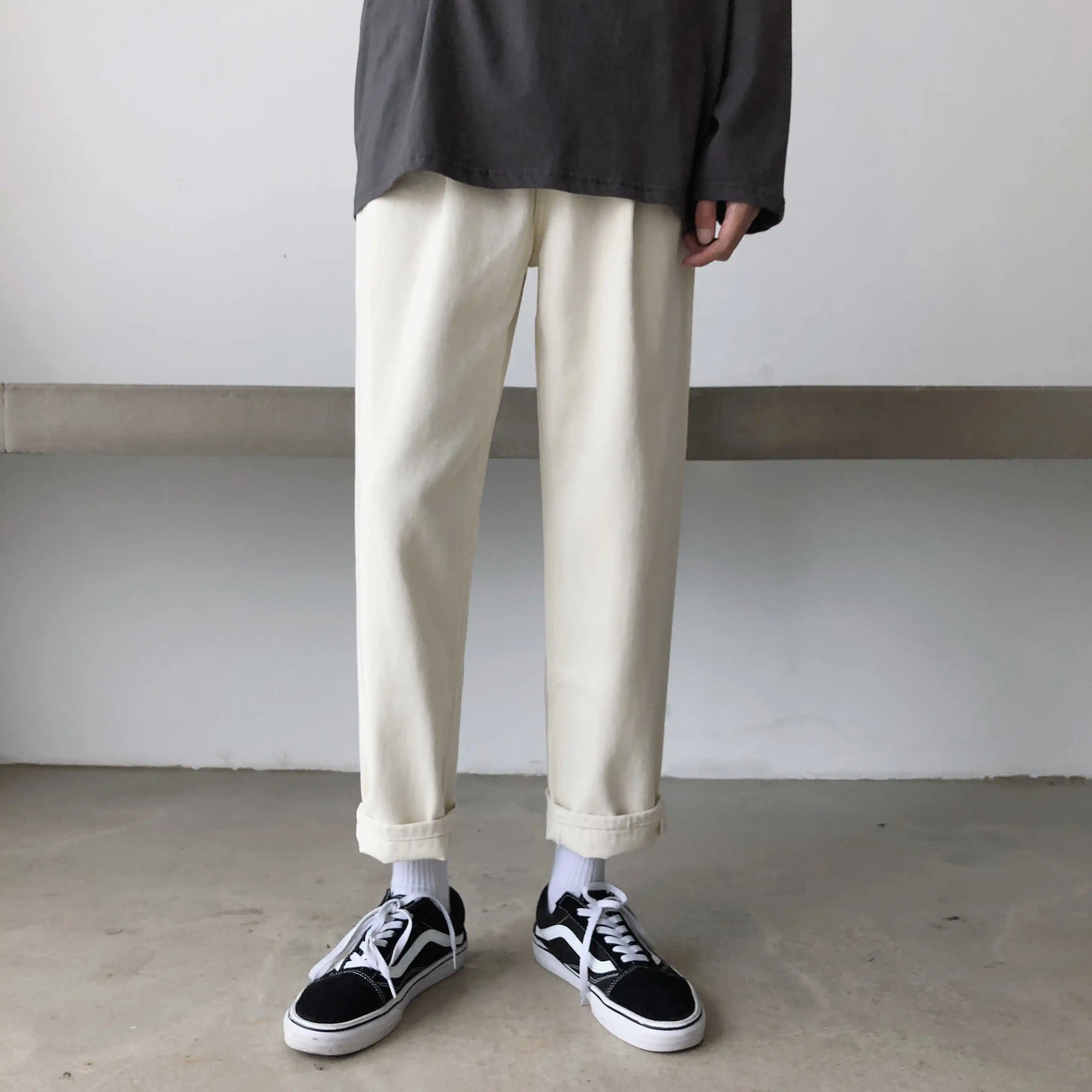 Джинсы мужские облегающие повседневные брюки из денима прямые штаны свободного