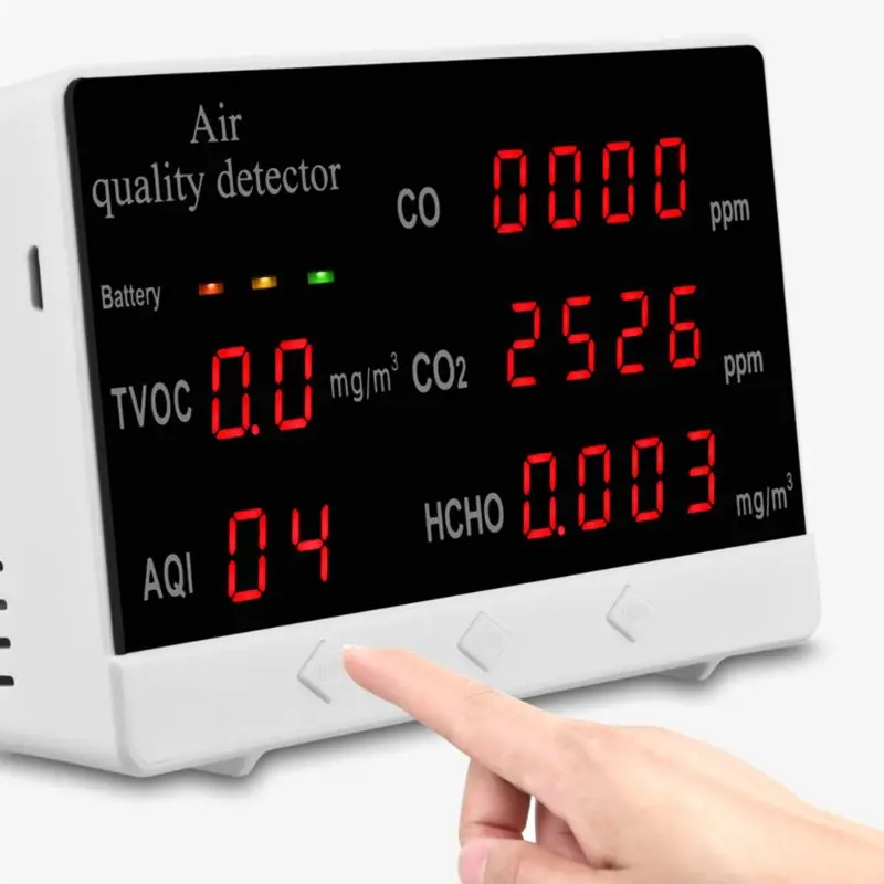 Цифровой Внутренний/наружный тестер CO/HCHO/TVOC измеритель CO2 монитор качества
