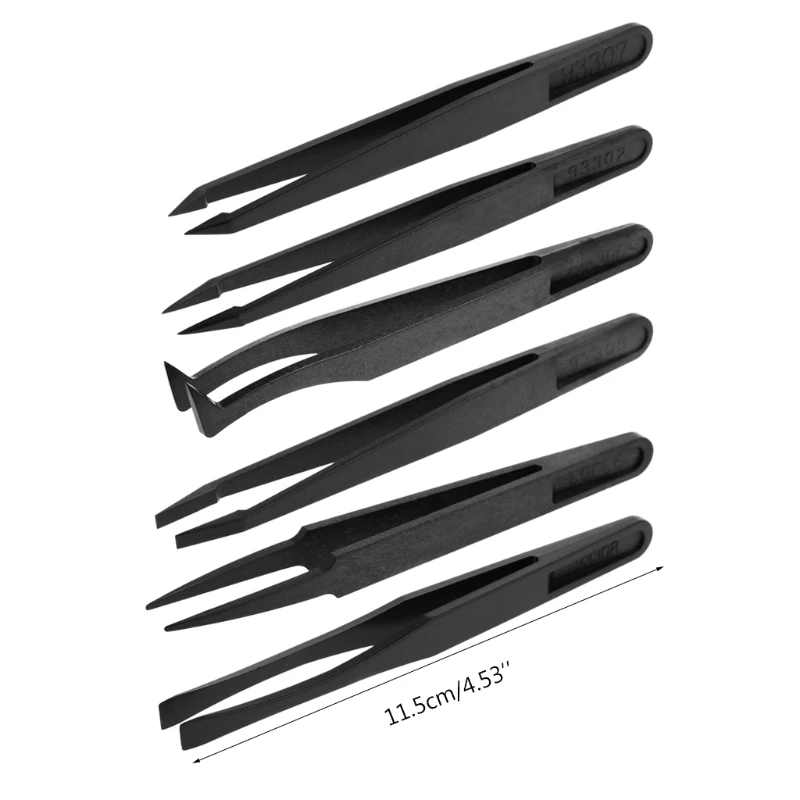 

6Pcs Anti-static ESD Stainless Steel Tweezers Maintenance Tools Industrial Precision Curved Straight Tweezers Repair Tools 2021