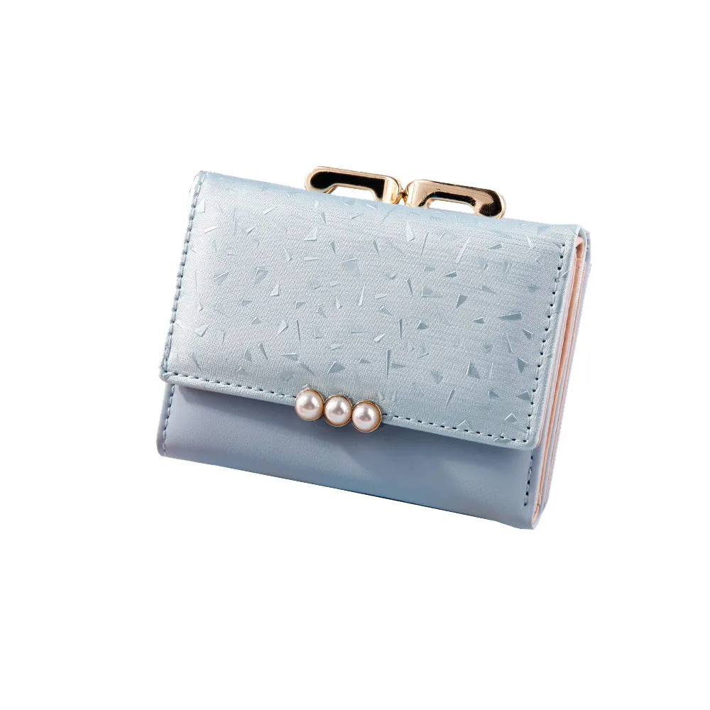 

Wallets & Holders short wallet women new Fashion Tri-Fold Coin Purse Pearl purse Solid Color credit Card holder bags