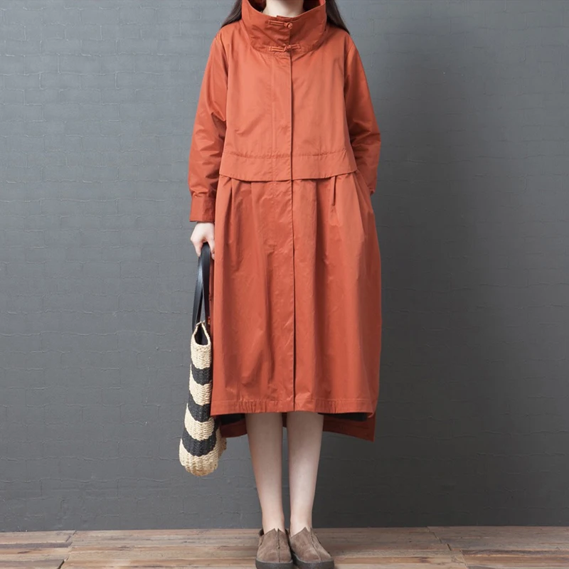 

2021 Autumn Winter Trench Coat Women Femmes Solid Windbreaker Long Khaki Cardigan Outerwear Female Oversize Chaquetas Mujer