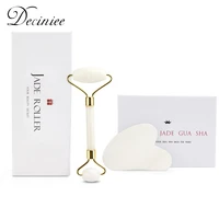 white face roller gua sha set natural jade facial roller beauty massage tool muscle relaxing for face neck body skin with box