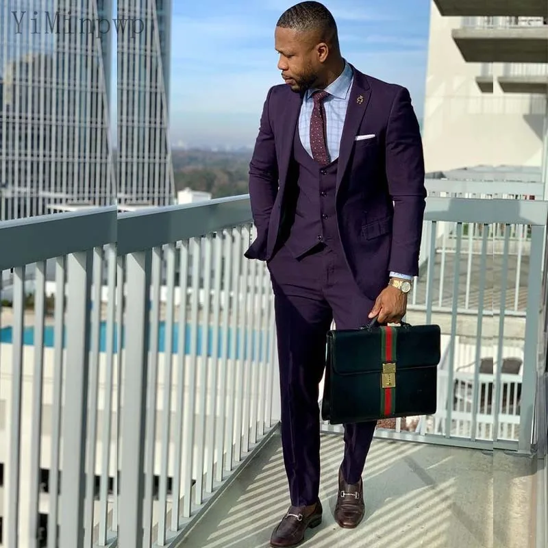 

YiMinpwp мужские костюмы с изображением винограда, с заостренным отворотом, с одной кнопкой, 3 предмета, блейзер, куртка, мужские смокинги, сваде...