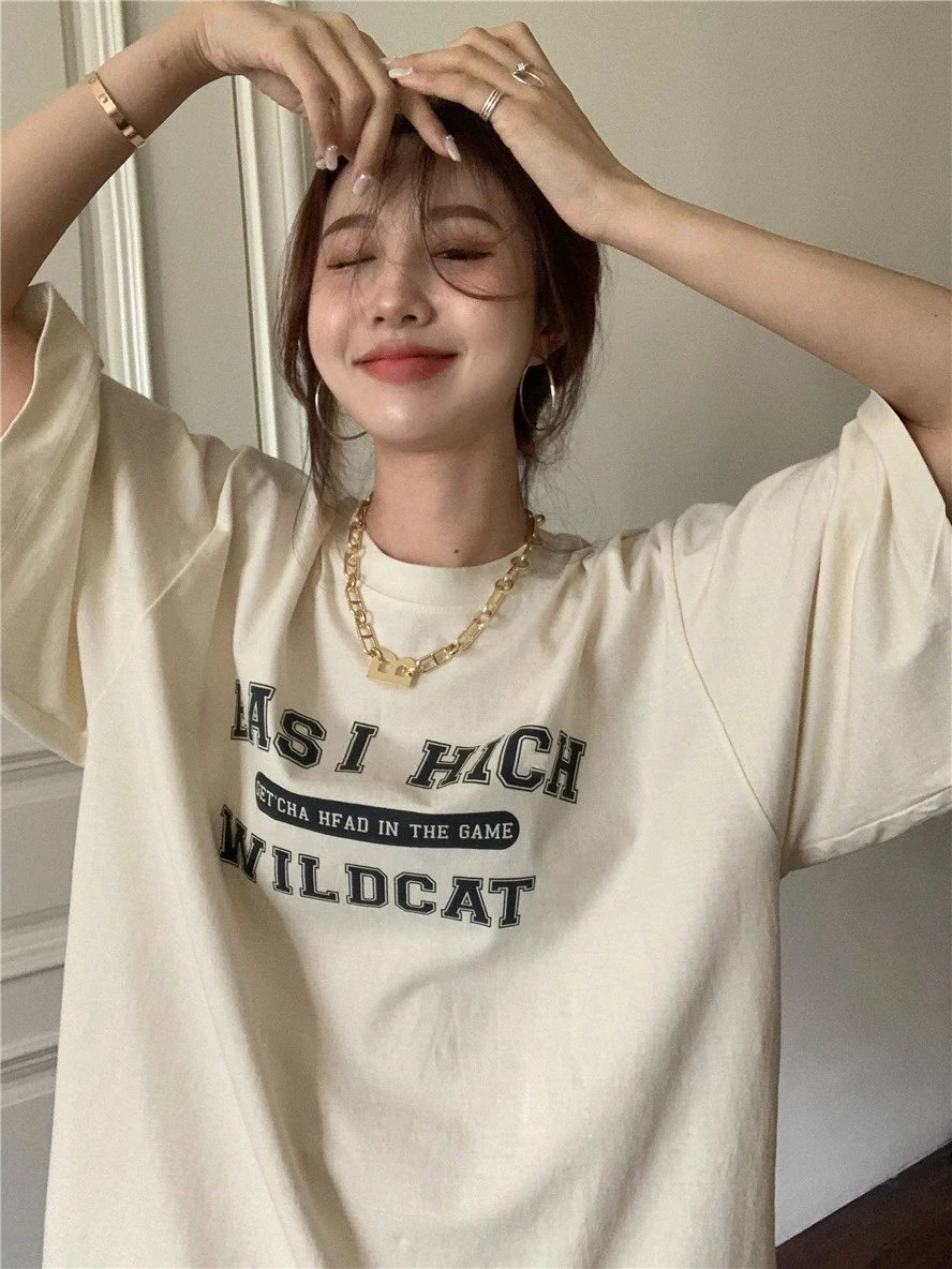 Футболка женская оверсайз с надписью абрикосовый модный топ большого размера 3