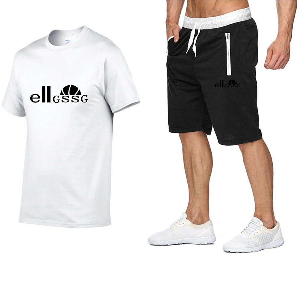 

2021 men's casual sports suit summer breathable short-sleeved T-shirt jogging zipper pocket shorts fashion street track suit