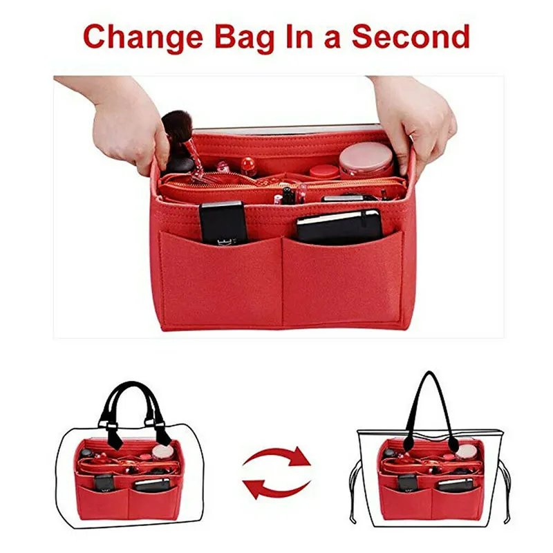 Войлочный органайзер для кошелька портативная косметичка подходит сумок сумка