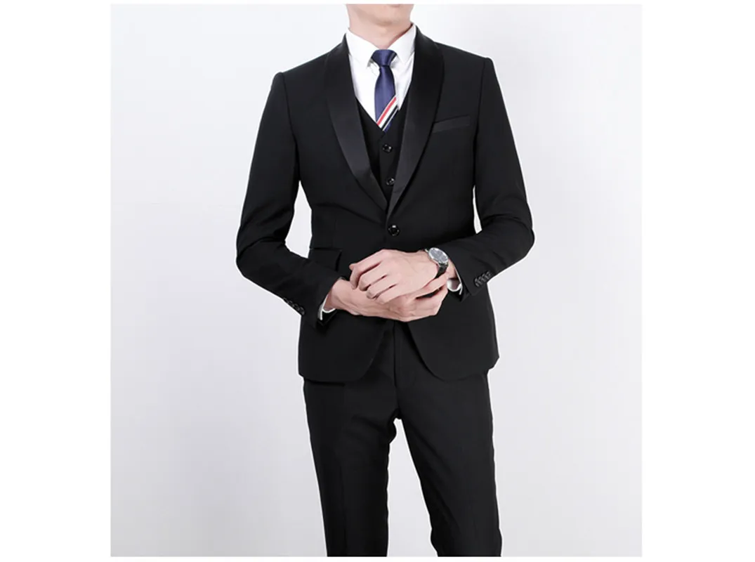 

Handsome One Button Groomsmen Shawl Lapel Groom Tuxedos Men Suits Wedding/Prom/Dinner Best Blazer(Jacket+Pants+Vest+Tie) 182