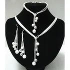 Ожерелье и серьги из серебра 925 пробы с бусинами из пяти проволок, браслет, серьги, женские свадебные украшения, подарок на вечерние, набор из трех предметов