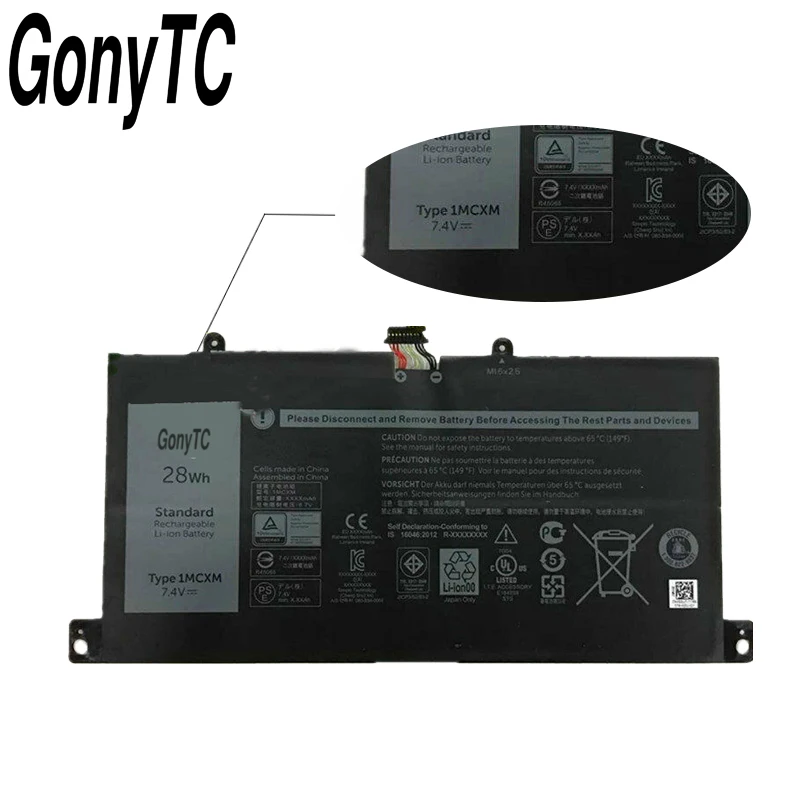 GONYTC 1MCXM клавиатура Батарея для DELL Latitude 5175 G3JJT серии планшетный ПК 7 4 V 28WH |