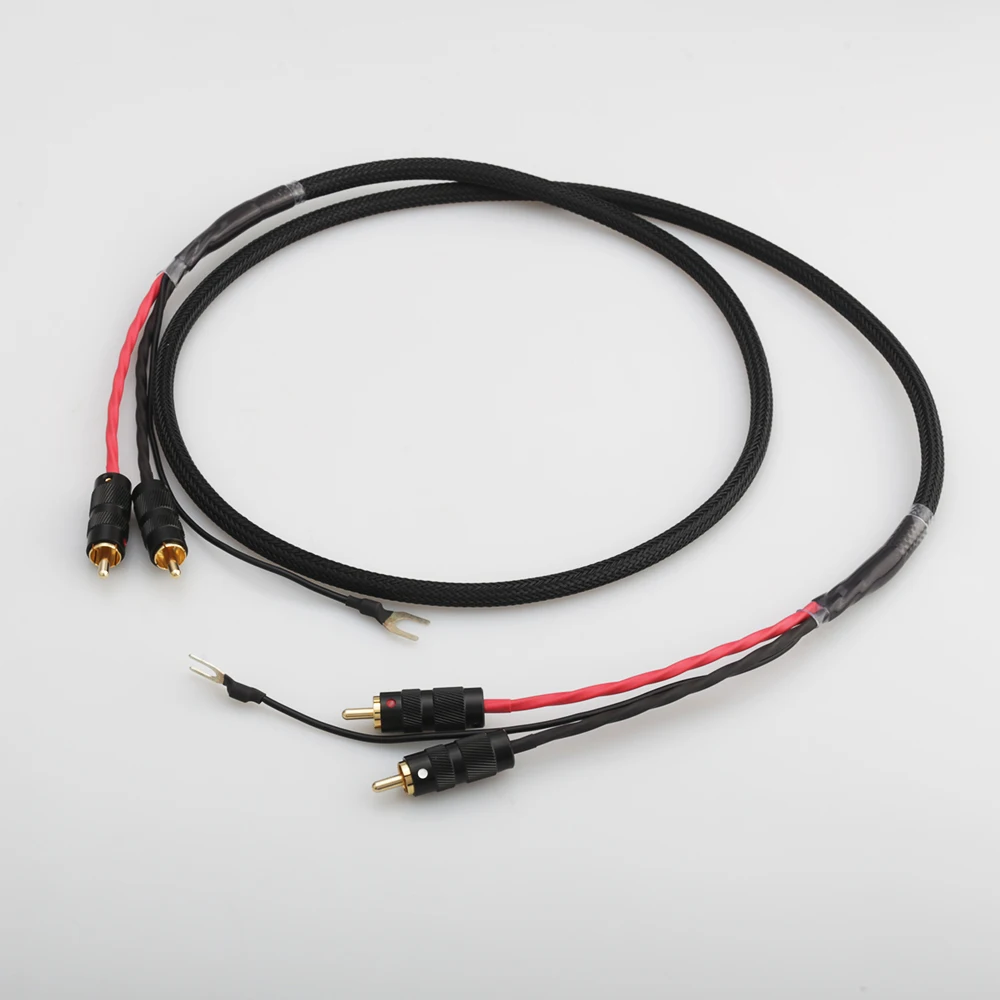 Аудиокабель Audiocrast 2 RCA к заземляющий U-образный штекер аудио кабель тонарма с