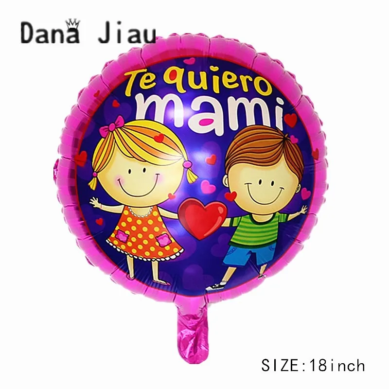 

Dana jiau 18 дюймов День матери фольги воздушный шар день мая мультфильм девочка и мальчик Любовь Мама солнце цветок испанский воздушные шары иг...