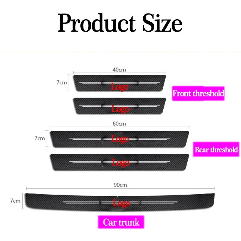 

4pcs Car Door Sill Leather Decals Carbon Fiber Sticker for Jeep Ranegade Patriot Wrangler Grand Cherokee Copass Trail Hawk