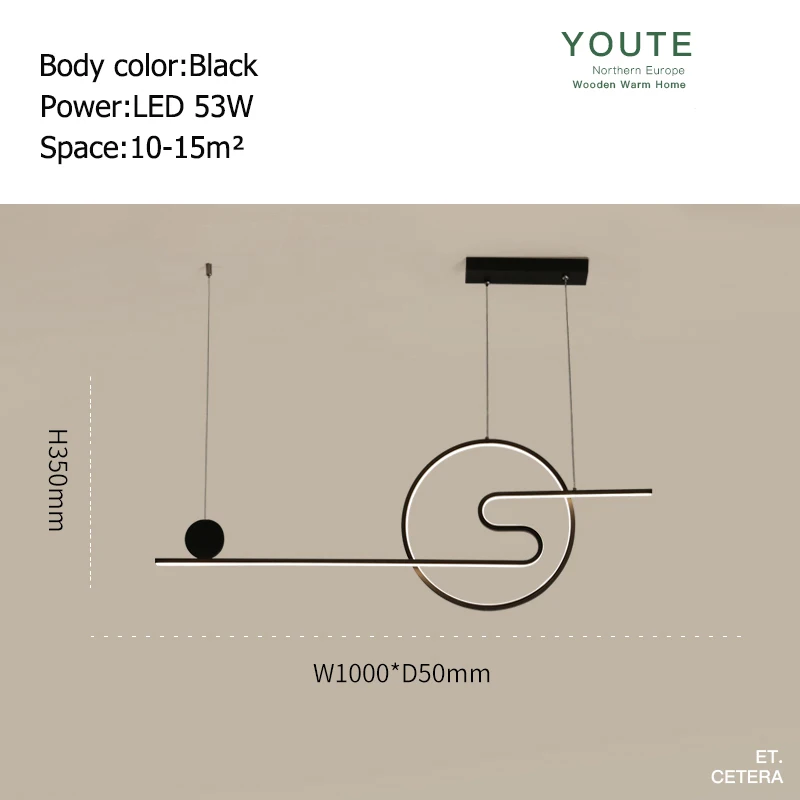 Черная белая готовая современная светодиодная Люстра для столовой кухни комнаты