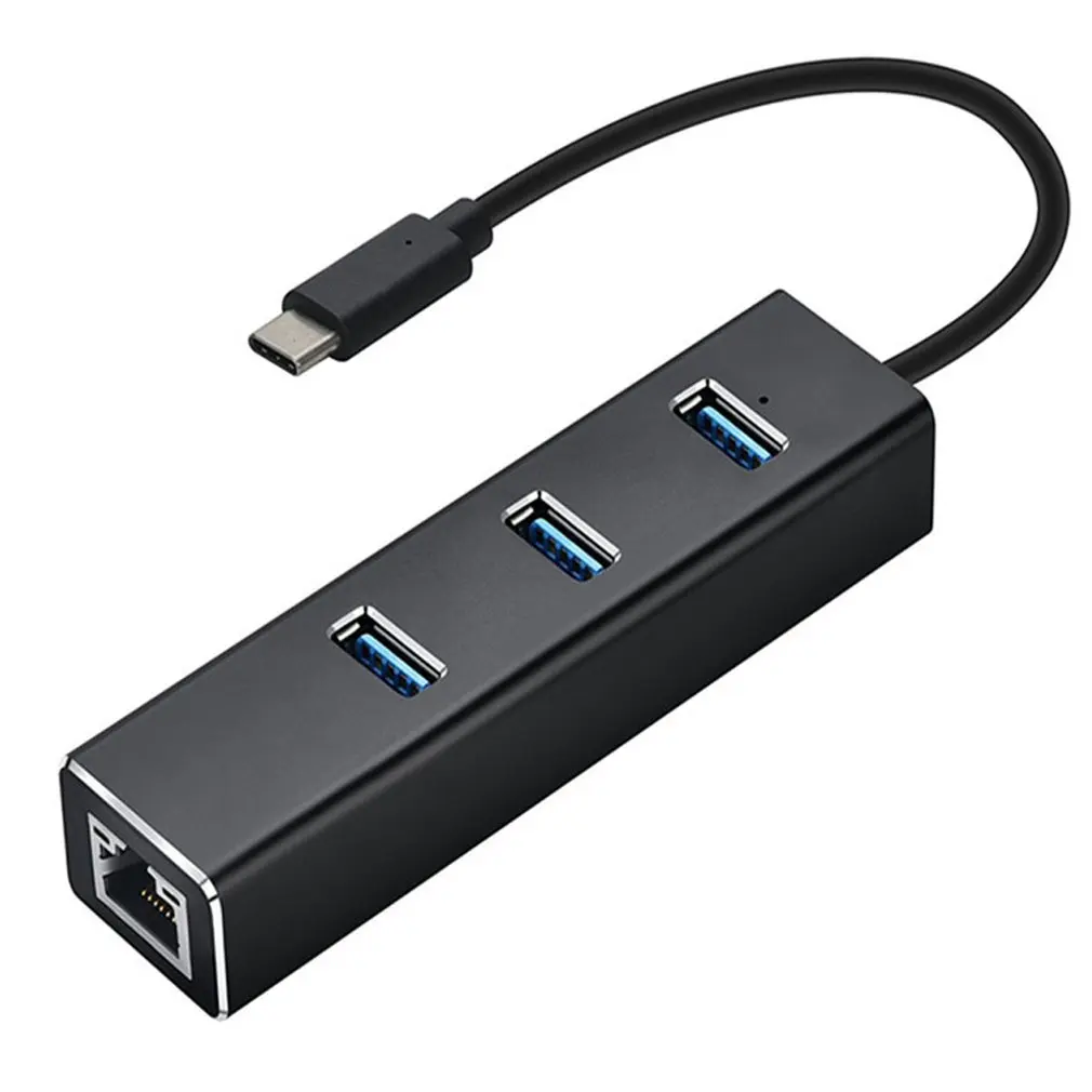 

Type-c 3.0HUB + Gigabit Hub 3 Ports USB 3.0 Gigabit Ethernet LAN Rj45 Network Adapter Hub to 1000mbps