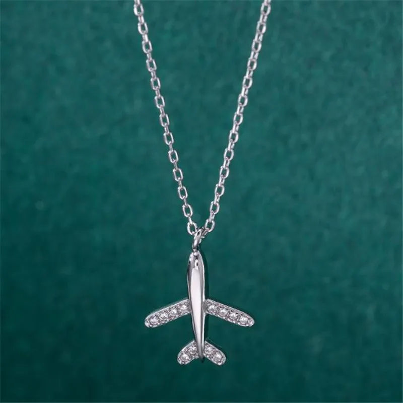Серебряное ожерелье POFUNUO с подвеской в виде самолета серебро 925 пробы для молодой