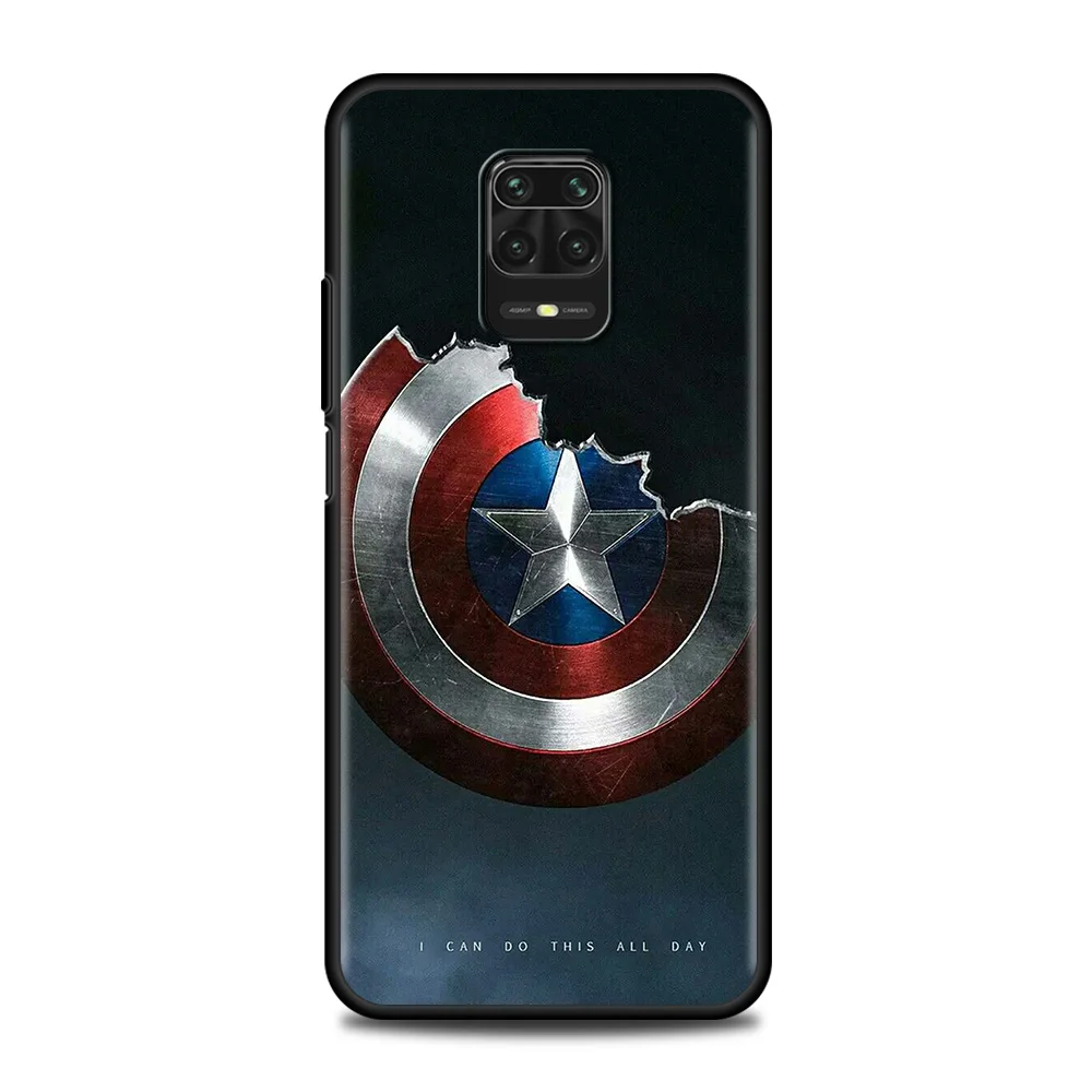 Phone Case For Xiaomi Redmi Note 9s 9 8 Pro 10 Pro 7 8t 10 note 9 4G 10 5G Black Silicone Fundas capitan america Avengers Marvel