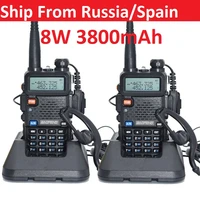 2pcs walkie talkie baofeng uv 5r 5w8w 18003800mah battery two way radio cb radio communicador for ham raido baofeng uv 5r