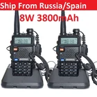 Рация Baofeng uv-5r, 5 Вт8 Вт, 1800 мА ч, 2 шт., батарея 3800, двухсторонняя радиосвязь, Любительский радиокоммуникатор для любительского радио, Baofeng uv 5r